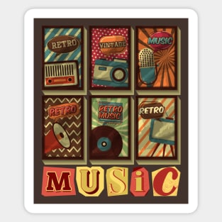 retro music vintage vibes Sticker